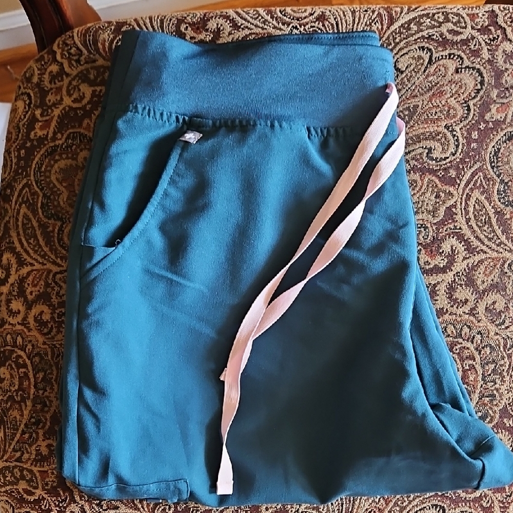 Teal Pants with Pink Drawstring